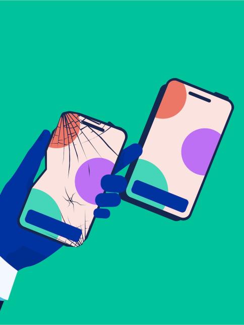 Kunden byter ut sin trasiga enhet mot en ny ersättningsenhet